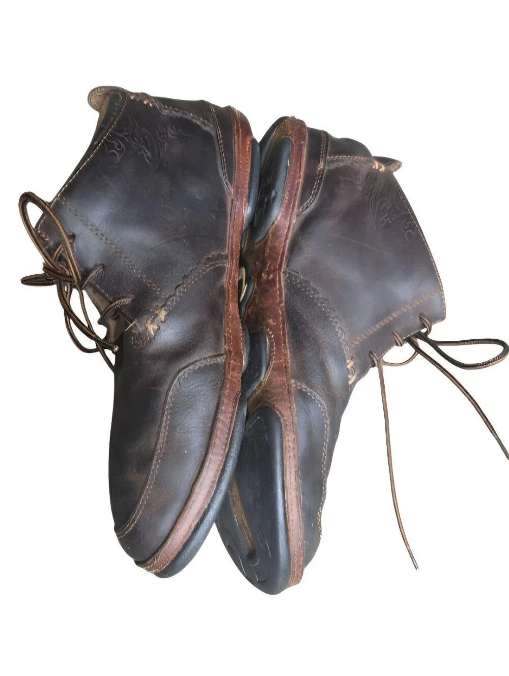 OluKai Kamuela Men's Chukka Boots Shoes dark brown leather. Size 9.